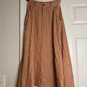Free People Red and Cream Striped A-Line Skirt